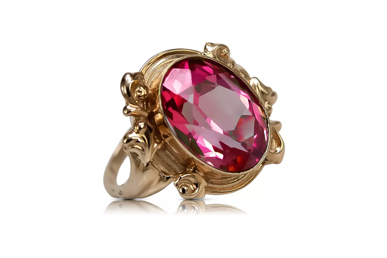 Vintage Handwerk Ring Rubinrot Sterling Silber rosévergoldet vrc100rp